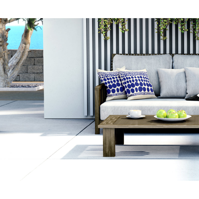 Jeté carré intérieur / extérieur en polyester Ikom, L 17 po x H 17 po, Bleu marine