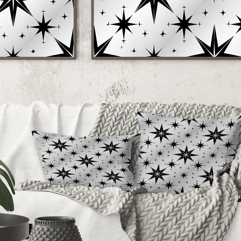 Coussin lombaire noir avec étoiles blanches II