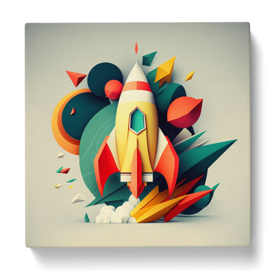 Rocket Geometric - Wrapped Canvas - Framed Print