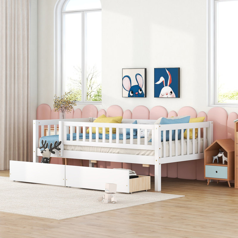 Daybed Wood Bed With Two Drawers, Twin, White