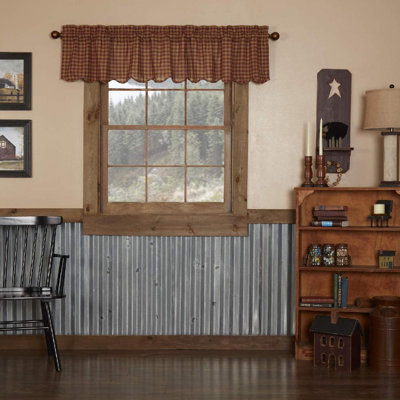 Zenaide Cotton Checkered Scalloped Window Valance