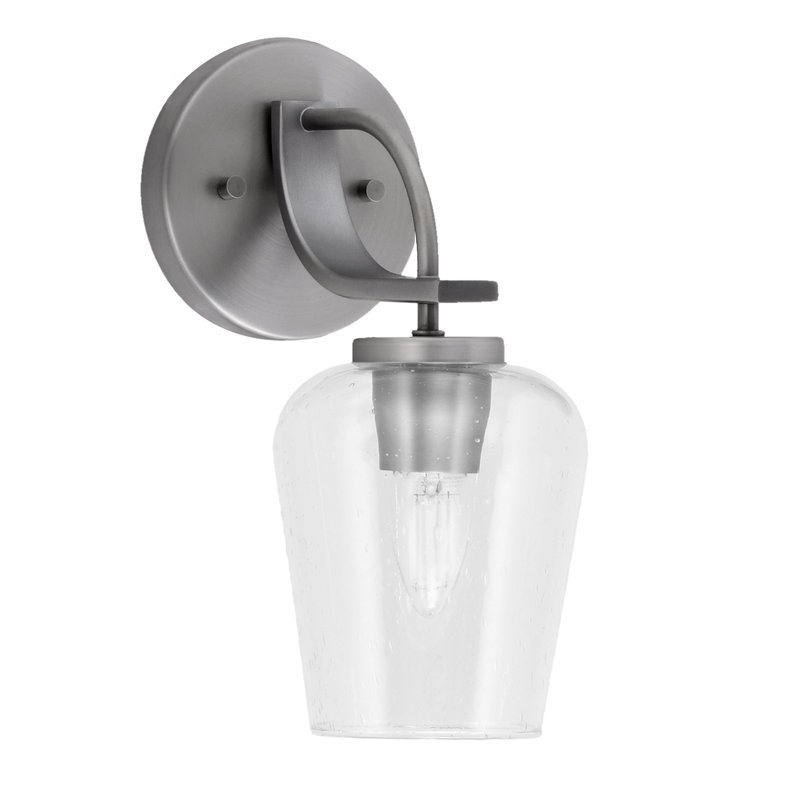 Cavella Wall Sconce Shown With 5" Clear Bubble Glass, Graphite