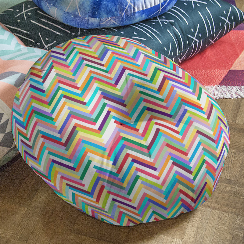 Coussin de plancher chevrons, 30 po x 30 po, Arc-en-ciel