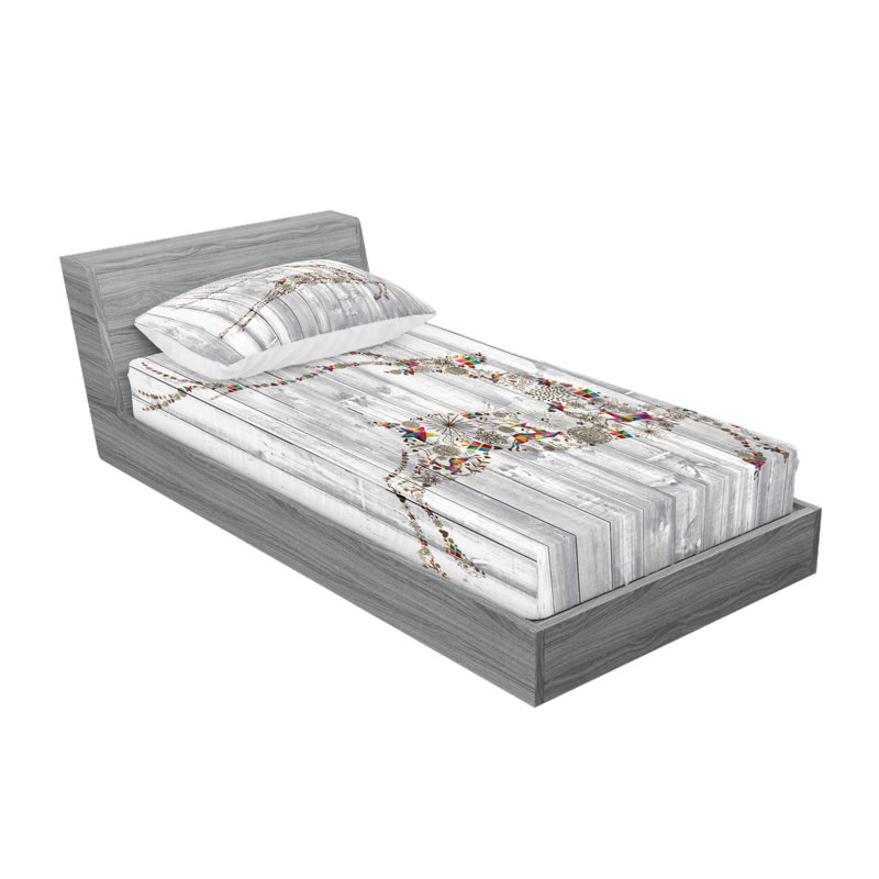 Multicolore et gris, taie décorative et oreiller Ambesonne, Ensemble de draps-housses pour lit simple + 2 taie