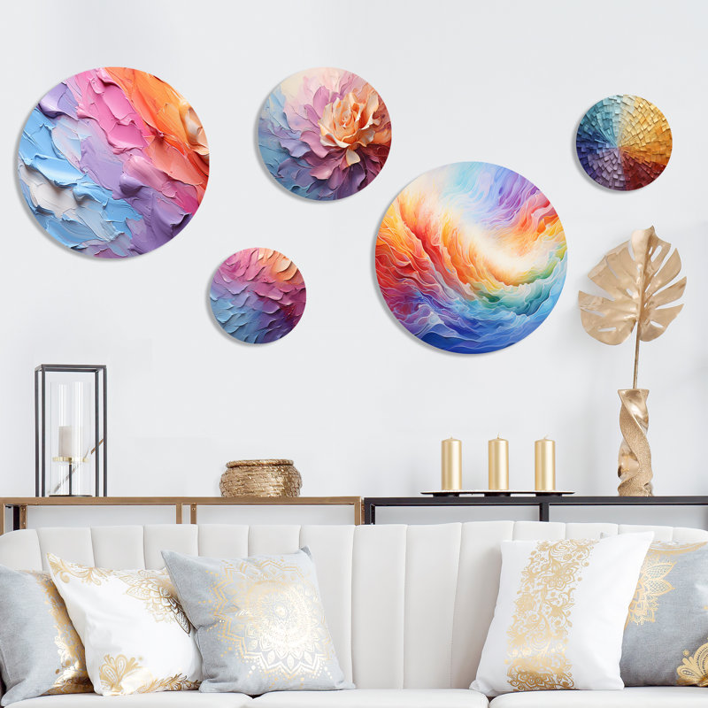 «Rainbow Hue» Harmony - Rainbow Rainbow, ensemble d'art mural rond de 5
