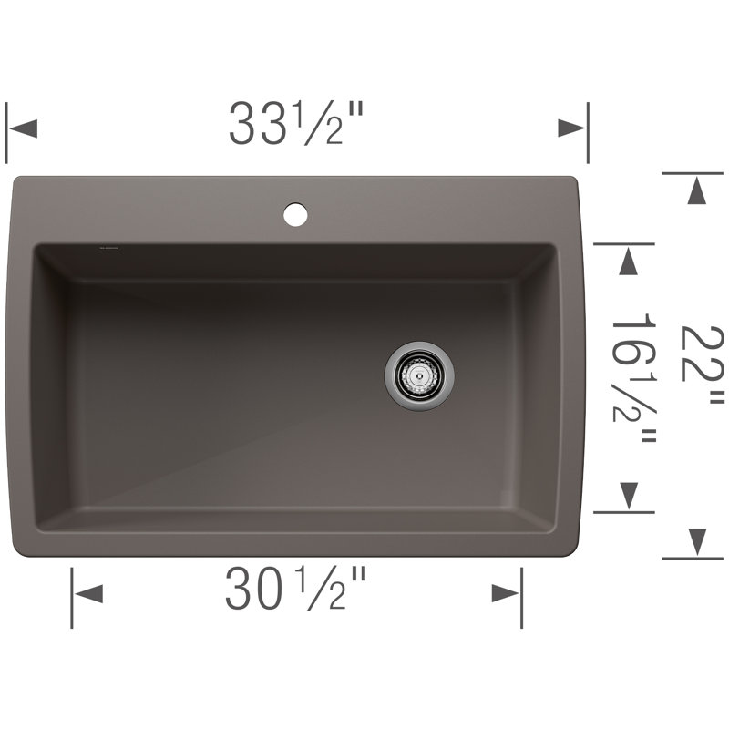 Évier de cuisine 33,5 po Diamond Greygranit, Gris volcanique