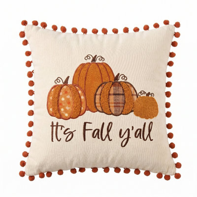 Festives Thanksgiving Home Accent Pillow Case Sofa Cushion Cover With Autumn Harvest Pumpkin Maples Embroidered Autumn Sofa Cushion Cover
