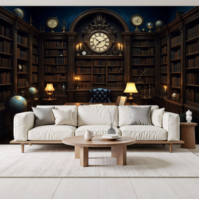 Papier peint peler et coller Bookworm Book Lovers Bibliothèque d'intérieur en bois foncé Bibliothèque murale Murales antiques 69 po x l 96 po amovible Papier peint en PVC, peintures murales auto-adhésives, décoration pour le salon de la chambre à coucher