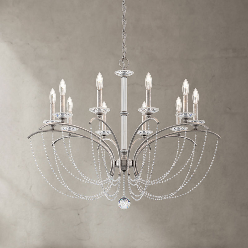 Priscilla 10 - Light Chandelier, Antique Silver, Optic Crystal