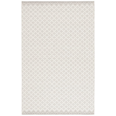 Lunado Hand Woven Wool/Cotton Geometric Rug in Grey/Ivory