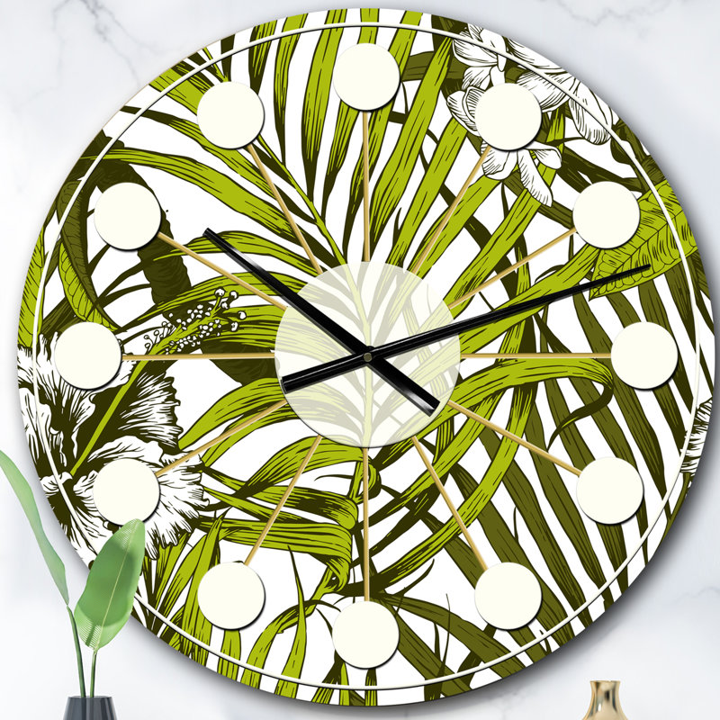 Horloge murale style tropical Mid-Century, Surdimensionné