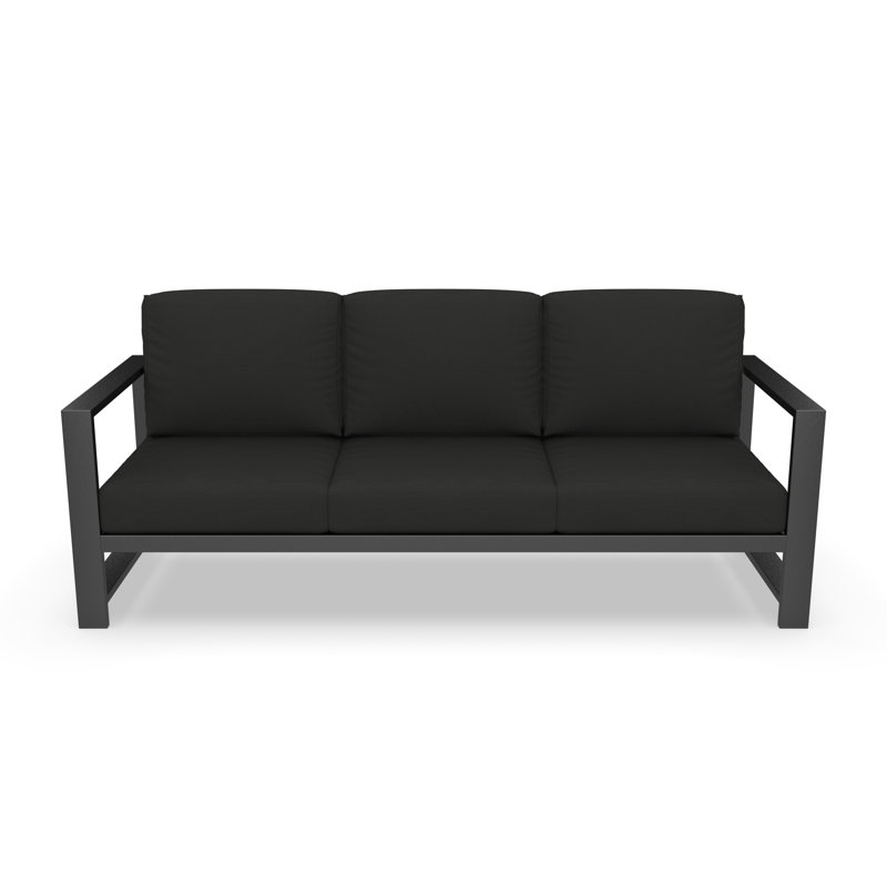 Dulcie 80'' Wide Outdoor Patio Sofa with Sunbrella® Cushions, Canvas Black Sunbrella® Canvas