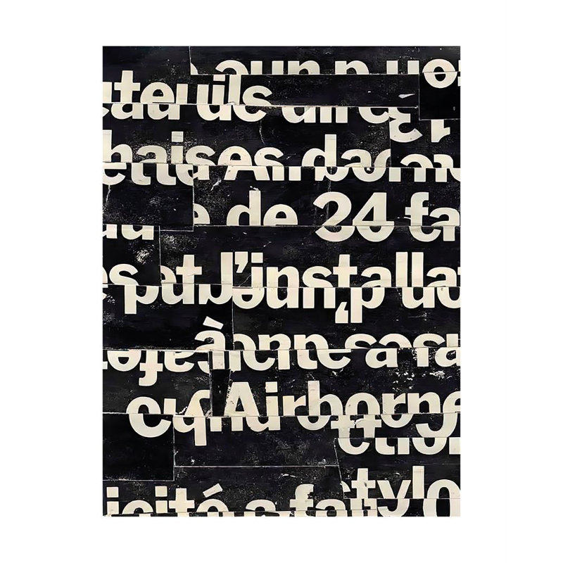 Text 3 Abstract - Single Picture Frame Print, 190.5 cm H x 139.7 cm W, Gloss Black