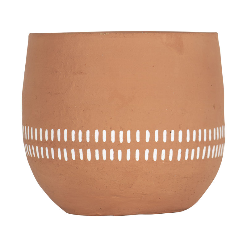 Handcrafted White Ticking Stripe Terracotta Pot Planter