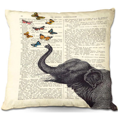 Coussin décoratif éléphant papillons