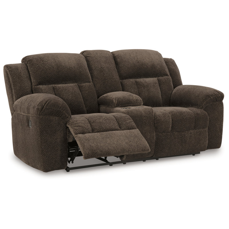 Causeuse inclinable avec console Senita, Polyester brun