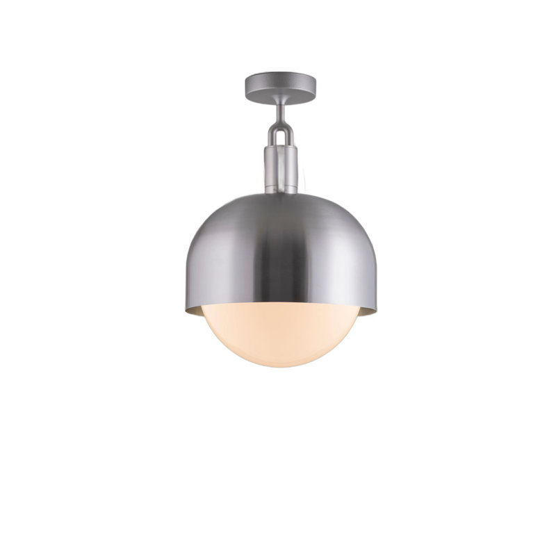 1 - Light Semi Flush Mount, Steel/Opal, 5.9" H x 9.84" W x 9.84" D