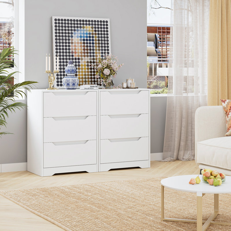 Bolanger 3 Drawer 23.6" W Nightstand, White
