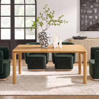 Yestin 70.28" Wide Modern Rubberwood Dining Table with Rounded Legs & Natural Wood Grain