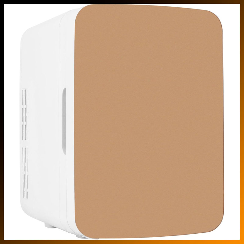 10L Mini Fridge For Bedroom, Car, Office & Dorm - Compact Thermoelectric Cooler & Warmer For Drinks, Snacks, Skincare - Quiet AC/DC Portable Refrigerator With Sleek Glass Door Design,Gold