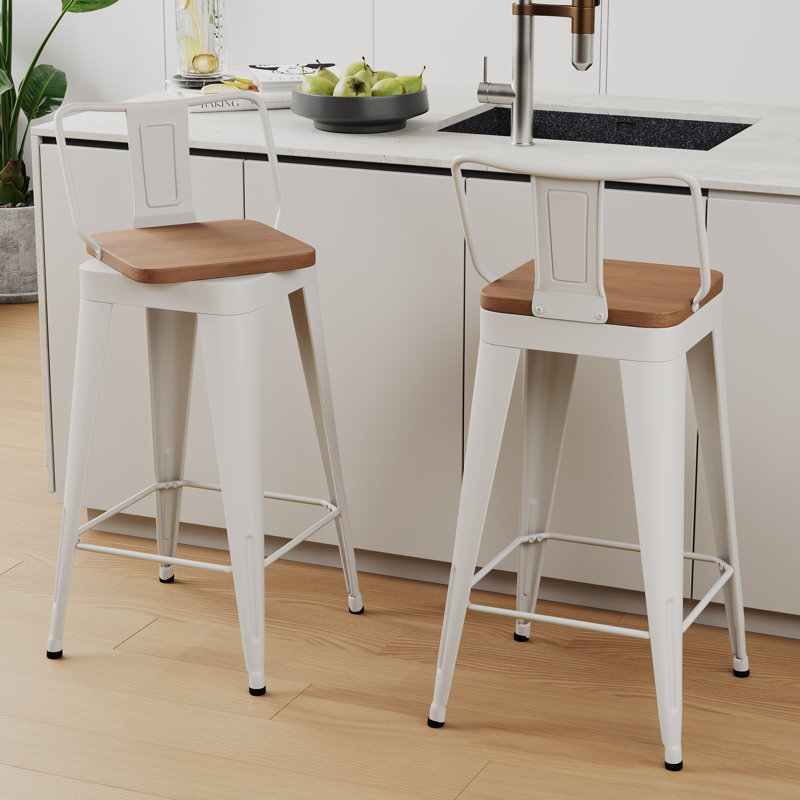 Swivel Metal Counter And Bar Stools, Cream, Counter Stool (24" Seat Height)