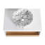 Meuble-lavabo flottant avec lavabo vasque en marbre veiné gris et rangement à tablette ouverte-129697091