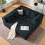 Canapé modulaire en velours modulaire, siège profond en forme de L avec méridienne, style nuage moderne pour le salon, aucun assemblage requis, noir