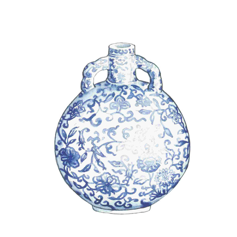 Pot à gingembre IV sur fond blanc, H 36 po x l 36 po, Non, Toile tendue