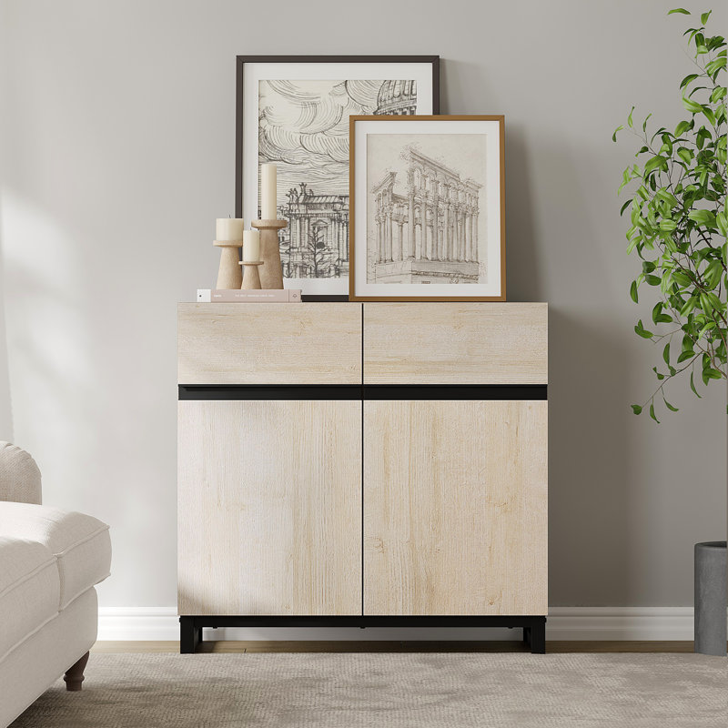 Armoire d'appoint en acier Aadam Gleanarm, Beige