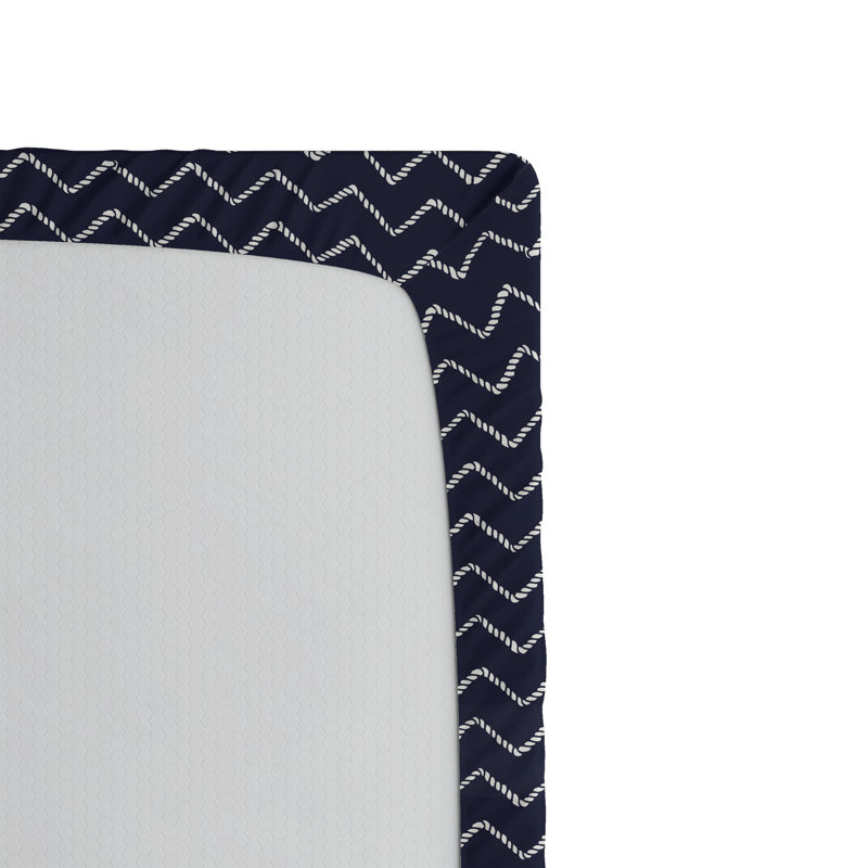 Drap-housse Ambesonne, paquet de 2, Bleu marine / chevron blanc, Drap-housse de taille très grand