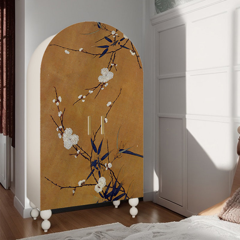Bedroom multi-function double door wardrobe, Ivory White
