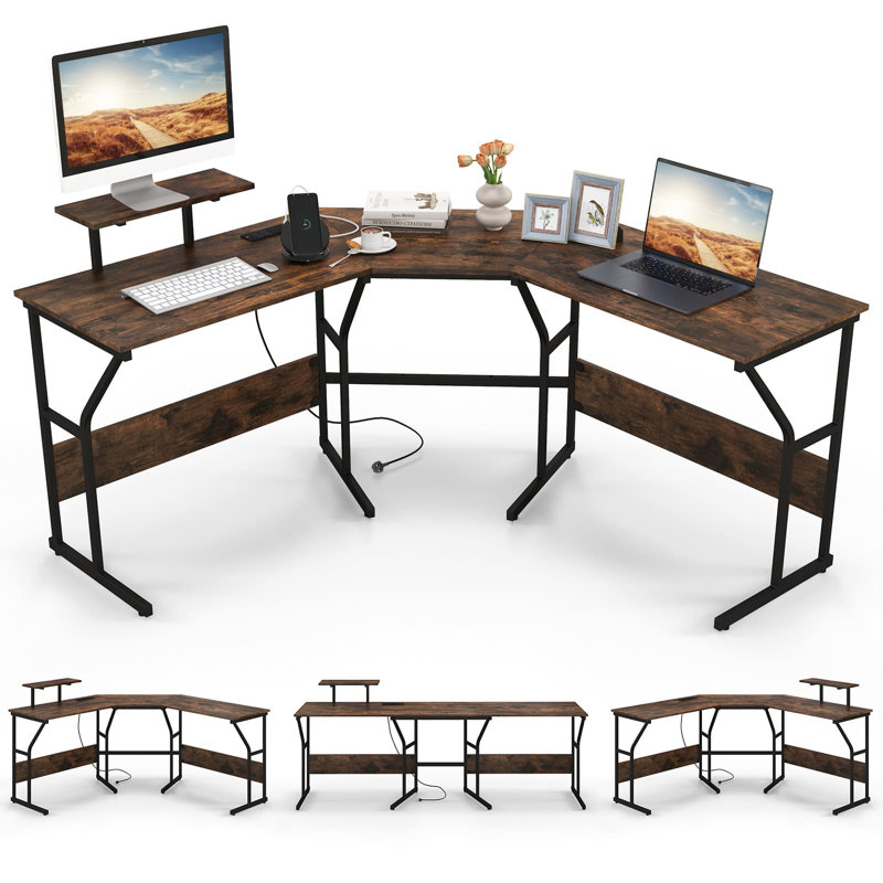 Zafiro L-Shaped Computer Desk, Brown