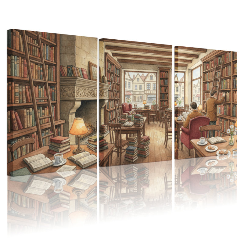 Ensemble de 3 impressions sur toile, ensemble de bibliothèque et espaces de lecture, H 36 po x l 72 po