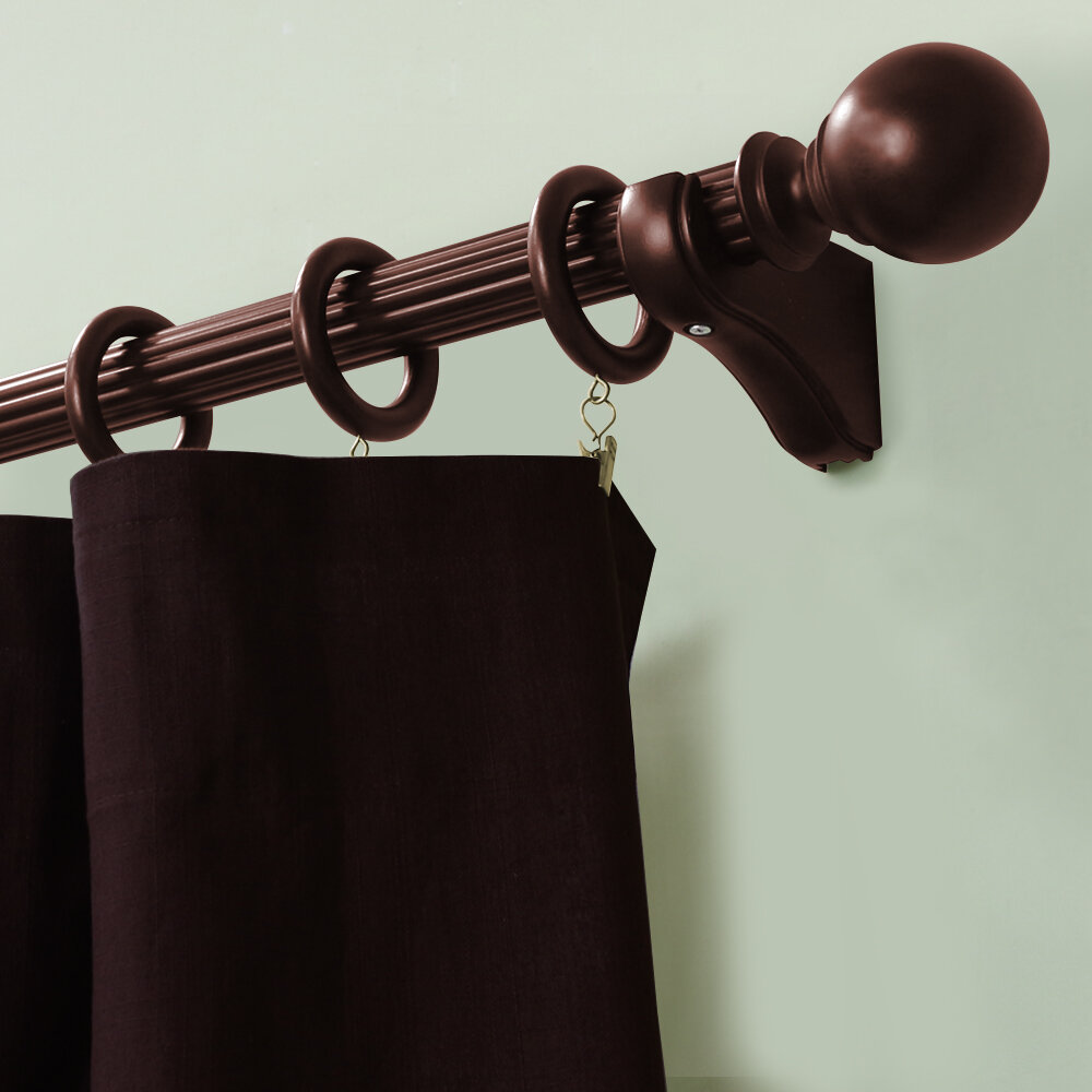 Wood 1.375 Single Curtain Rod Alcott Hill Color: Antique Mahogany, Size: 0.5 H x 72 W x 0.5 D