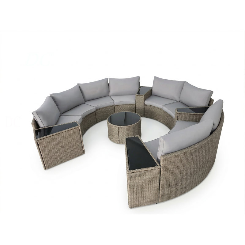 Outdoor Patio Furniture  Half-Moon Sectional Round Patio Furniture Set Sofa