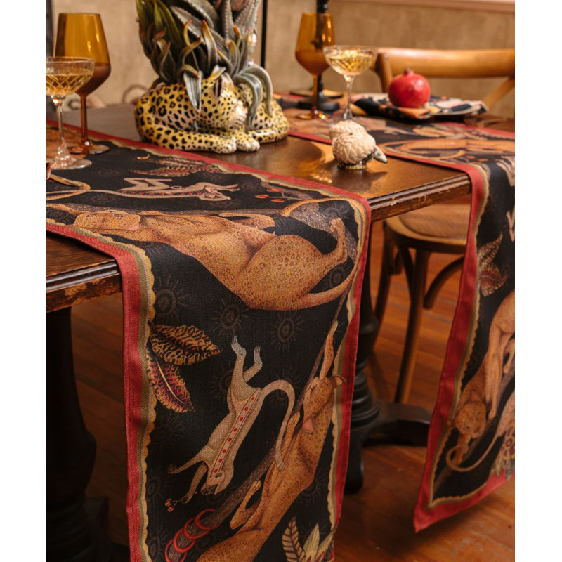 Monkey Tales Table Runner - Linen, 94" L, Night
