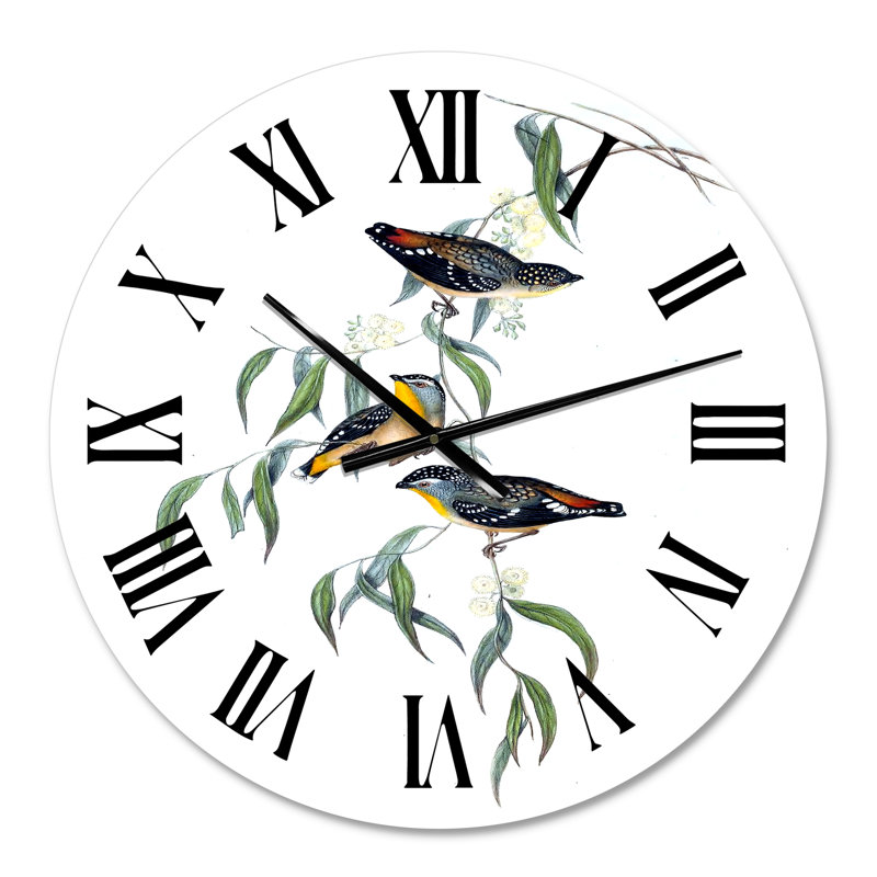 Vintage Bird Life III - Horloge murale traditionnelle, Surdimensionné