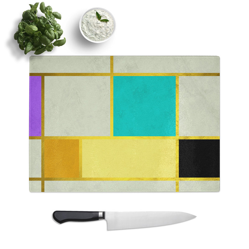 Abstract Lines Chopping Board, 0.4cm H x 28.5cm W x 39cm L