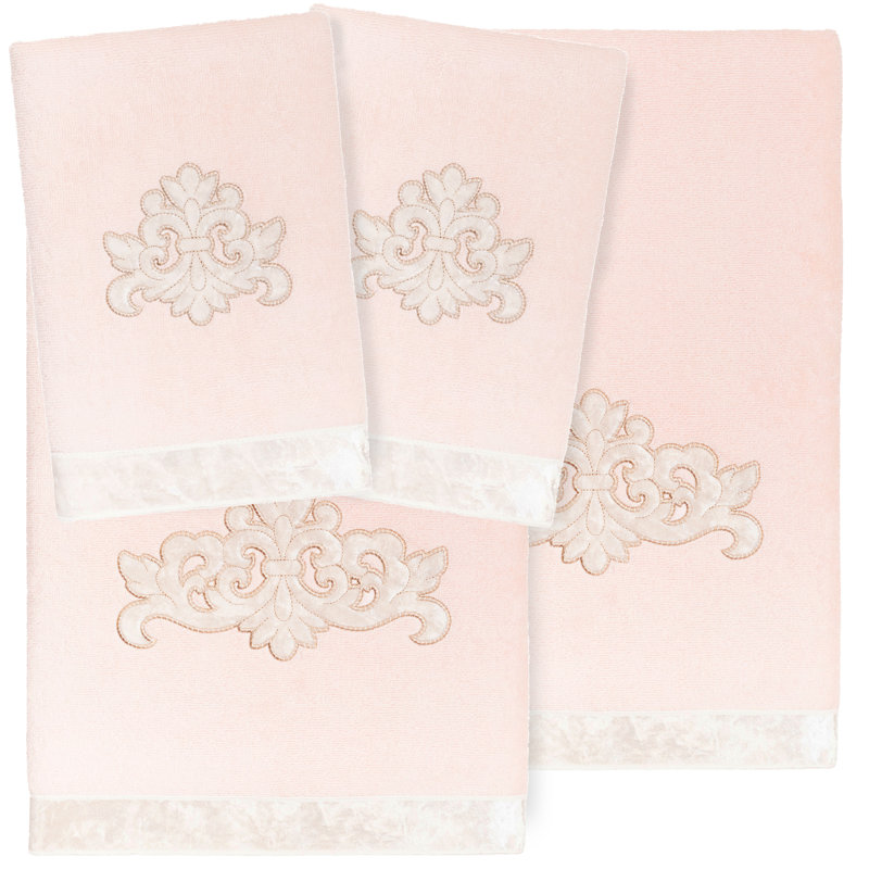 Linum Home Textiles 100% Turkish Cotton 4 Piece Towel Set, Blush