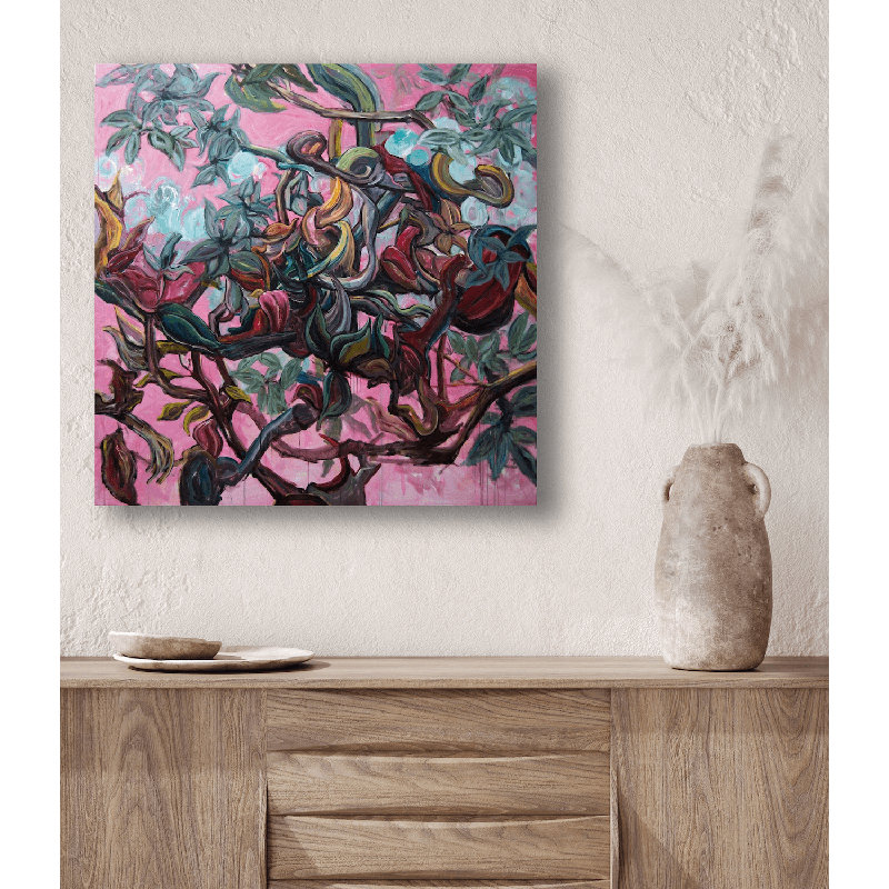 Aviary II - Artist Enhanced Canvas Print, 40" H x 40" W x 1.5" D, Wrapped Canvas