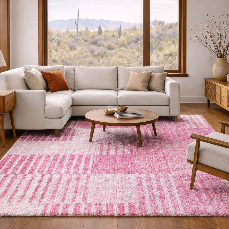 Tapis à poil long de qualité supérieure lavable à la machine Dream ADS686, Rose, 3 pi x 5 pi