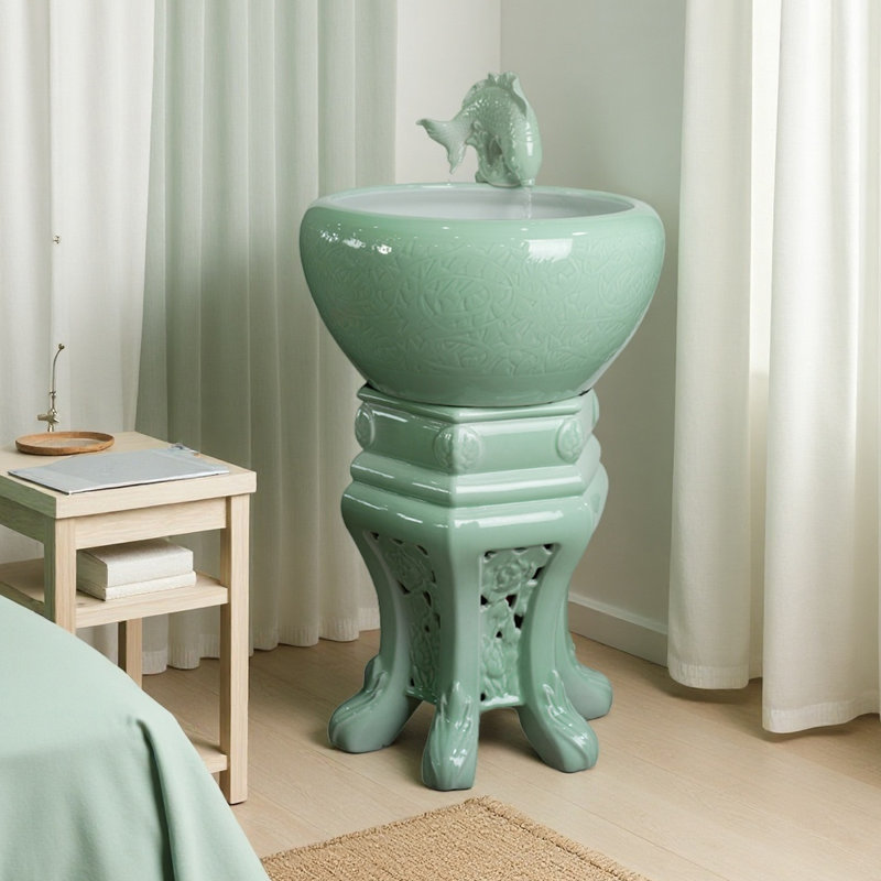 Aquariums d'eau en céramique de style chinois blanc-bleu