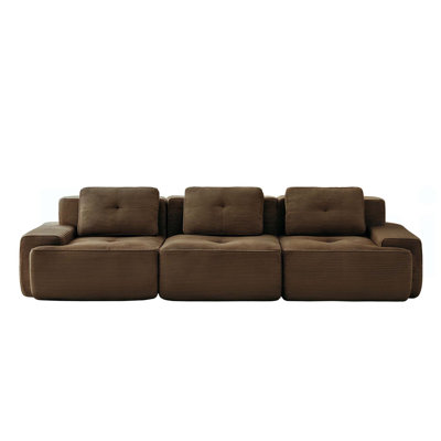 Canapé modulaire moderne pour le salon, tissu en velours côtelé, canapé avec assise profonde, passepoil perlé, conception capitonnée, connexion par boucle, pas d'assemblage, conception antidérapante?