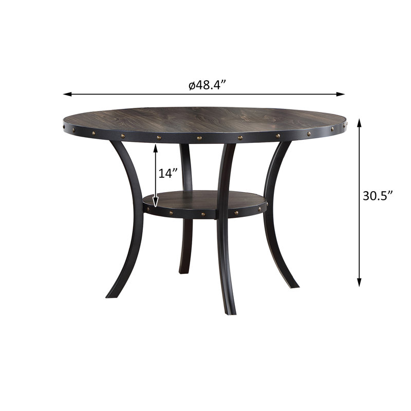 Gulja Round Table with Storage, 30.5"H x 48.4"L x 48.4"W