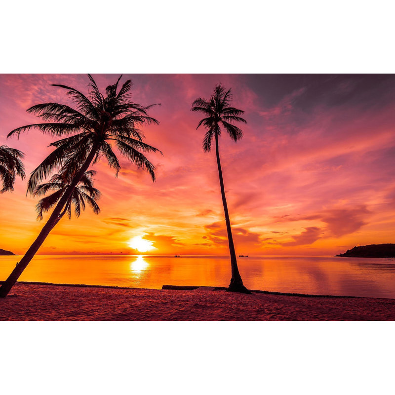 Murale pelez et collez de qualité supérieure - Tropical Sunset Beach, L 120 po x L 96 po