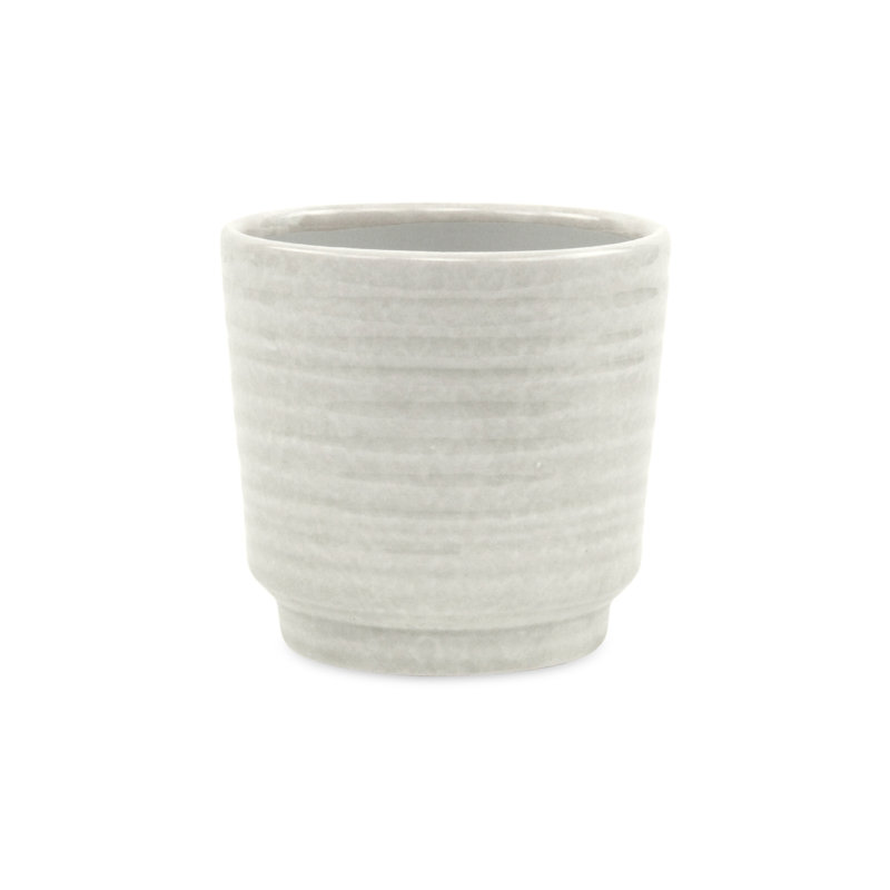 Mosley Handmade Ceramic Pot Planter, White, 4.25" H x 4.5" W x 4.5" D