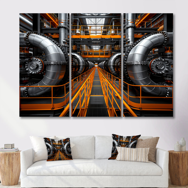 Ensemble d'art mural mural "Monochromes jaunes et gris", Canevas, H 32 po x l 48 po x P 1 po