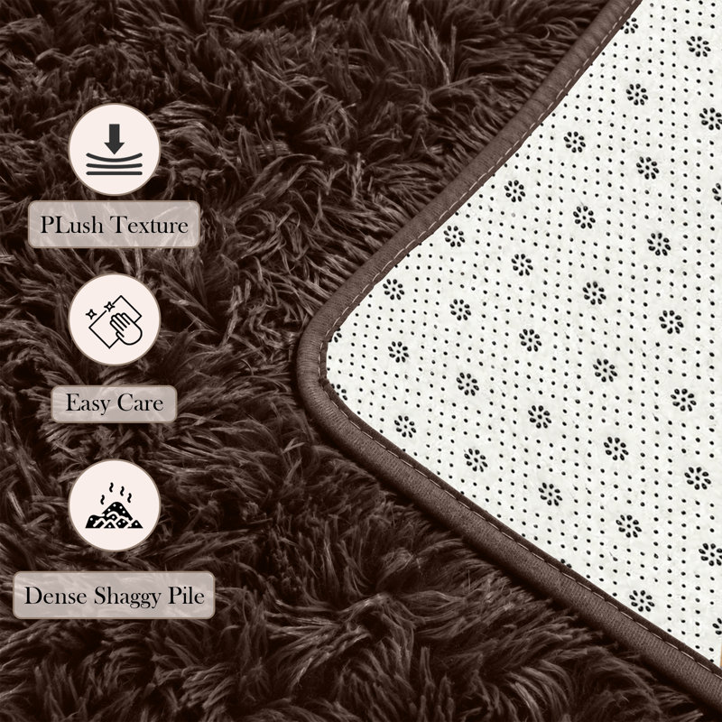Adela Rectangle Shaggy Washable Area Rug, Rectangle 50 x 80 cm