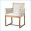 Chaise de salle à manger en bois d'acacia et corde avec coussin lavable (ensemble de 2)-130116623