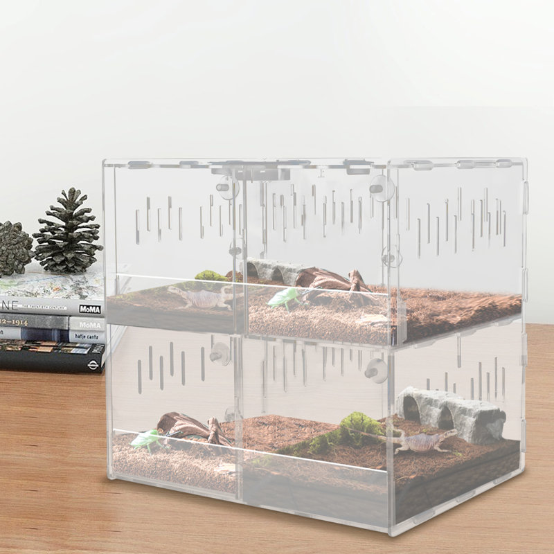 4Grid Acrylic Reptile Tank Terrarium Lizard Climbing Spider Snake Breeding Boxes